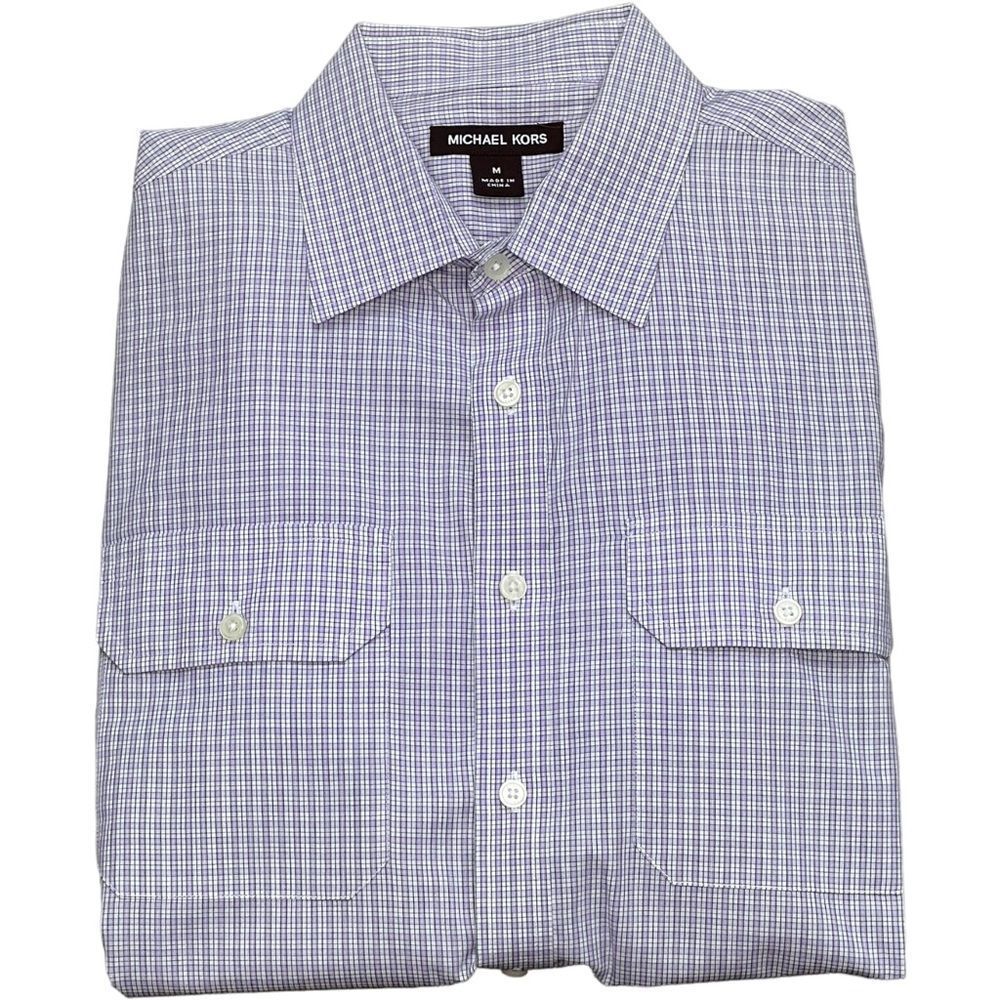 Michael Kors Long Sleeve Collared 100% Cotton Purple Button Down Shirt. Medium.